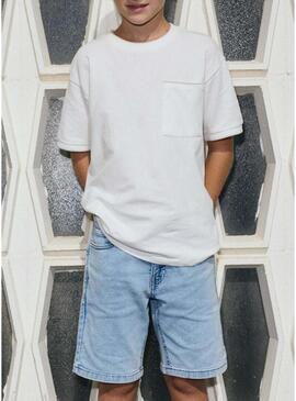 Maglietta bianca Mayoral con tasca per ragazzo