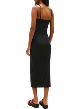 Abito Tommy Jeans Silver Script nero midi per donna