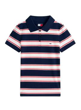 Polo slim a coste Tommy Jeans a righe stampate per donna