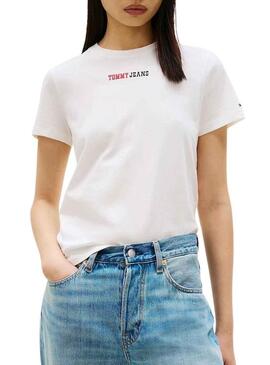 Maglietta Tommy Jeans Essential logo bianco per donna
