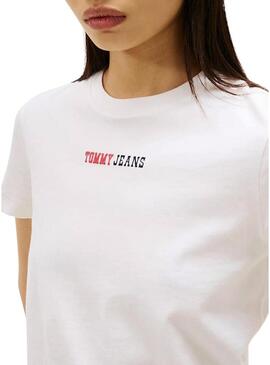 Maglietta Tommy Jeans Essential logo bianco per donna
