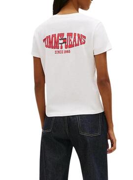 Maglietta Tommy Jeans Wavy Flag bianca per donna