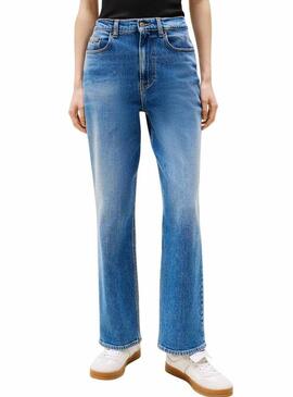 Pantaloni in denim Tommy Jeans Layla slim blu medio da donna
