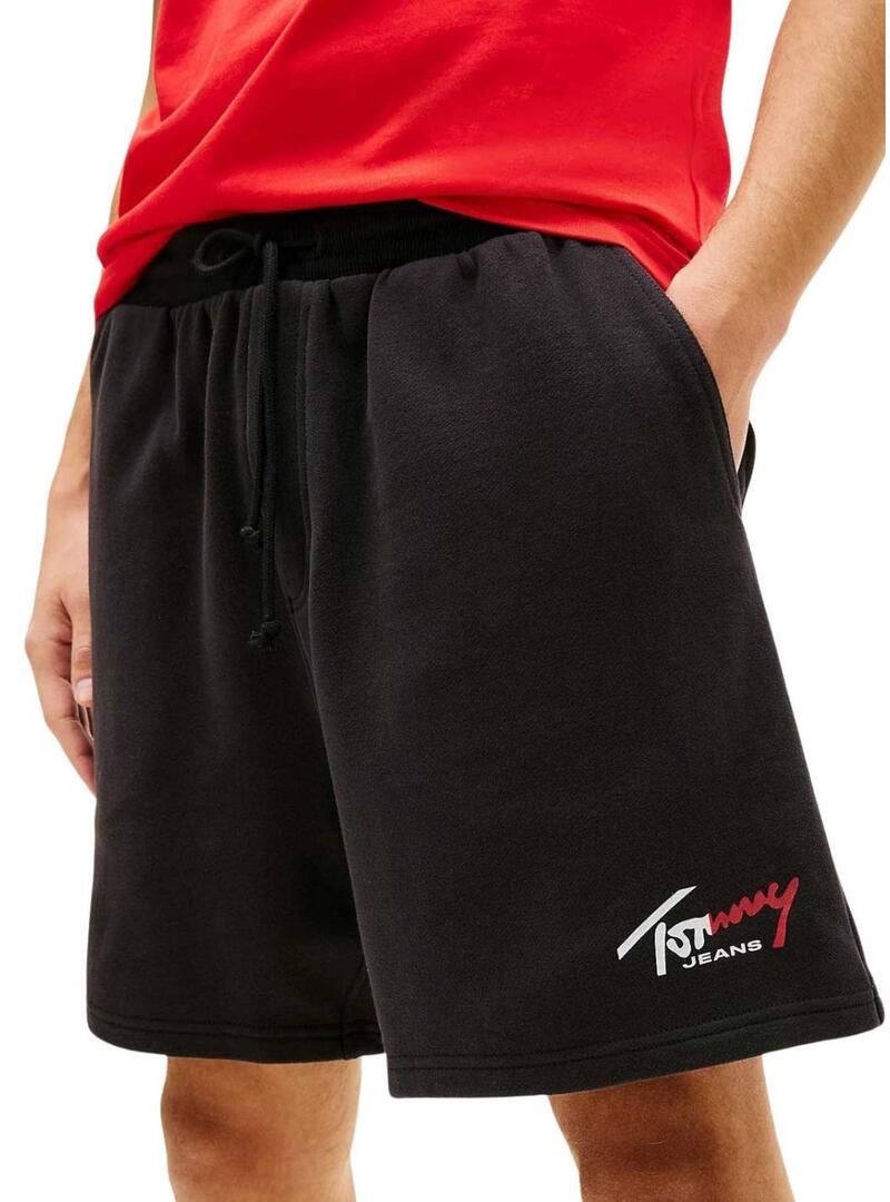 Pantaloncini corti Tommy Jeans Signature neri da uomo