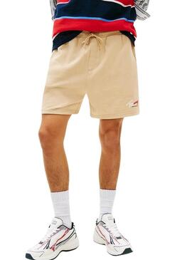 Pantaloni corti Tommy Jeans Signature beige per uomo