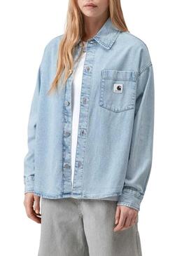 Camicia oversize in denim Carhartt WIP blu chiaro per donna.