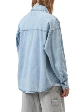 Camicia oversize in denim Carhartt WIP blu chiaro per donna.