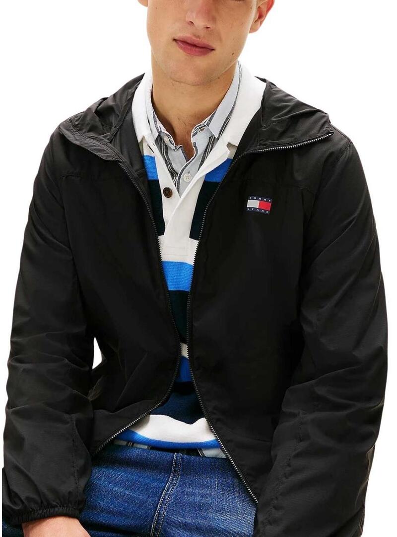 Giacca Tommy Jeans Outdoor Shell nera per uomo