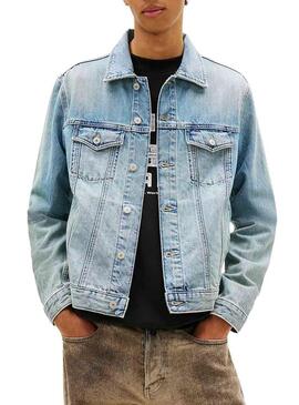 Giacca di jeans Tommy Jeans Ryan lavata chiara per uomo.