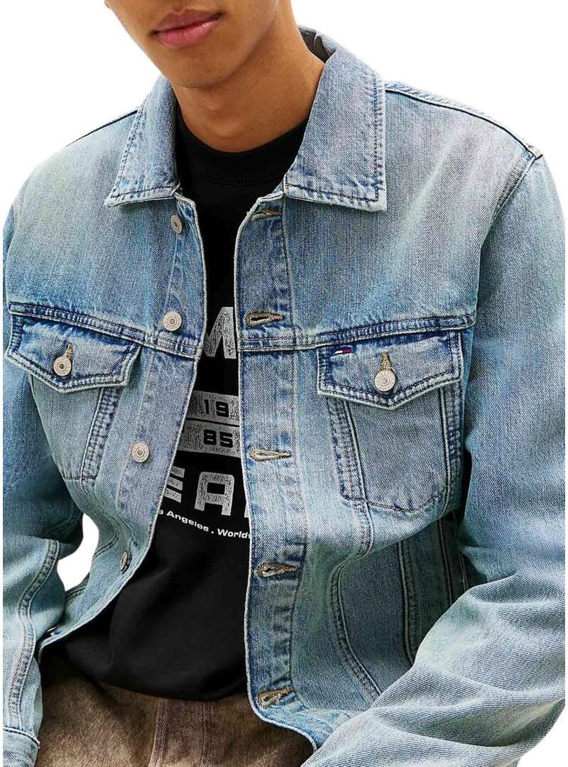 Giacca di jeans Tommy Jeans Ryan lavata chiara per uomo.