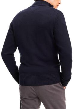 Maglia Tommy Hilfiger Chunky Cotton Zip Navy