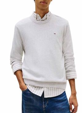 Maglia Tommy Jeans Essential slim grigia per uomo