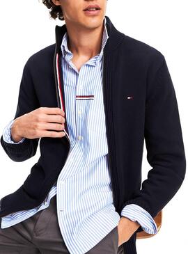 Maglia Tommy Hilfiger Chunky Cotton Zip Navy