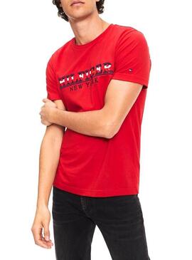 T-Shirt Tommy Hilfiger Strike Through Rosso