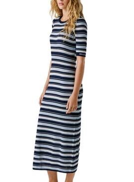 Abito a righe blu Pepe Jeans Kimmi per donna