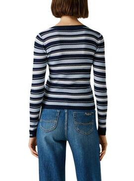 Maglia Pepe Jeans Kimmi a righe blu per donna