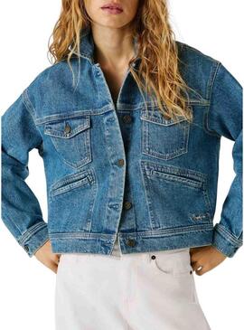Giacca di jeans Pepe Jeans Relaxed blu per donna.
