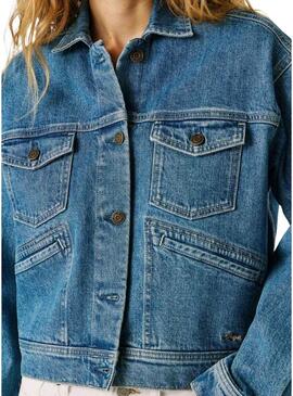 Giacca di jeans Pepe Jeans Relaxed blu per donna.