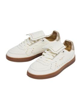 Sneakers Pepe Jeans Ball Studs in pelle con borchie bianche per donna