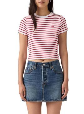 Maglietta Levis Perfect Tee a righe rosse e bianche per donna