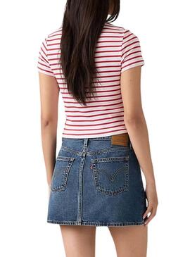 Maglietta Levis Perfect Tee a righe rosse e bianche per donna