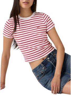 Maglietta Levis Perfect Tee a righe rosse e bianche per donna
