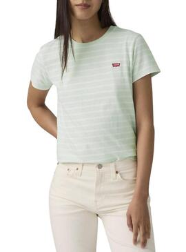 Maglietta Levis Perfect Tee a righe verde per donna