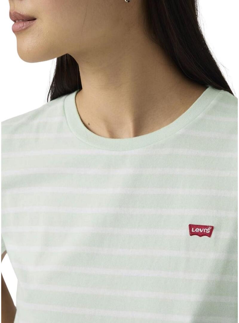 Maglietta Levis Perfect Tee a righe verde per donna