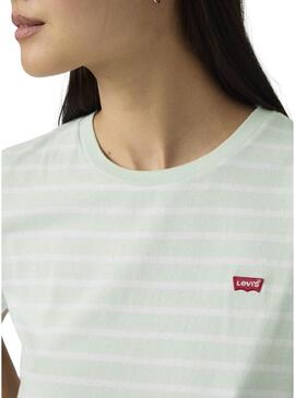 Maglietta Levis Perfect Tee a righe verde per donna