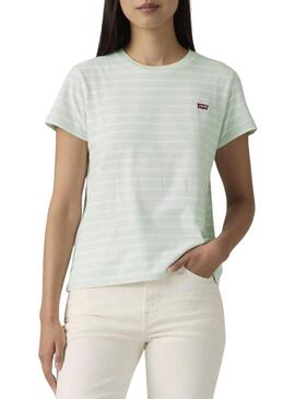 Maglietta Levis Perfect Tee a righe verde per donna