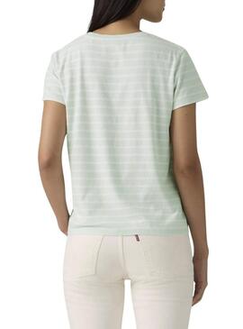 Maglietta Levis Perfect Tee a righe verde per donna