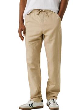 Pantaloni cinesi Pepe Jeans Pull On Comfort beige per uomo