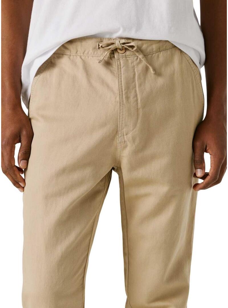 Pantaloni cinesi Pepe Jeans Pull On Comfort beige per uomo