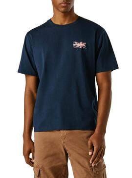 Maglietta Pepe Jeans Small Flag blu scuro per uomo