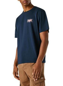 Maglietta Pepe Jeans Small Flag blu scuro per uomo