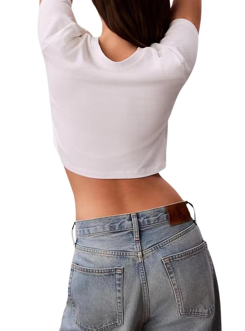 Maglietta Calvin Klein Jeans cropped bianca da donna.