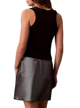 Maglietta Calvin Klein Jeans Woven Label nera per donna