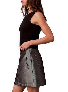 Maglietta Calvin Klein Jeans Woven Label nera per donna