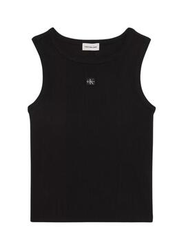 Maglietta Calvin Klein Jeans Woven Label nera per donna