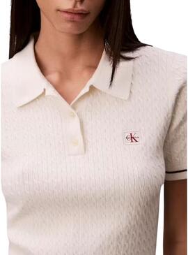 Abito Calvin Klein Jeans Microcable bianco per donna.