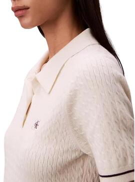 Abito Calvin Klein Jeans Microcable bianco per donna.