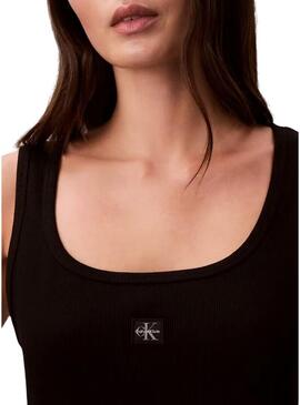 Abito Calvin Klein Jeans Baby Rib square nero per donna