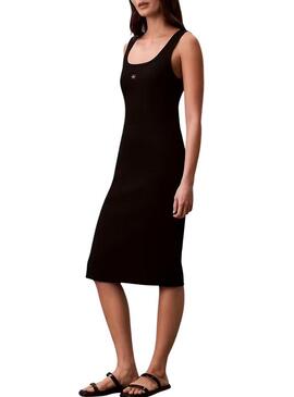 Abito Calvin Klein Jeans Baby Rib square nero per donna