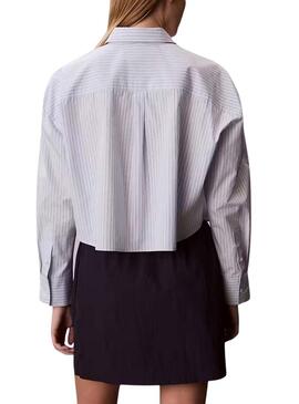 Camicia a righe blu Calvin Klein Jeans Yarndye per donna.