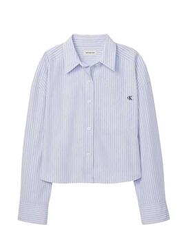 Camicia a righe blu Calvin Klein Jeans Yarndye per donna.