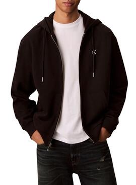 Felpa Calvin Klein Jeans Monogramma zip nera per uomo