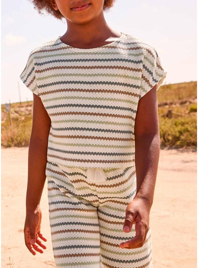 Maglietta a righe multicolore Mayoral in maglia per bambina