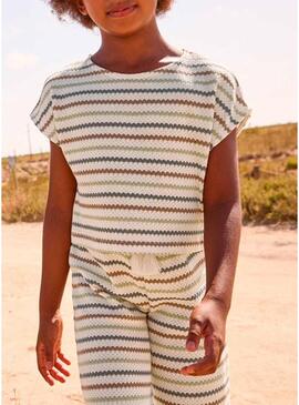 Maglietta a righe multicolore Mayoral in maglia per bambina