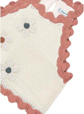 Top Mayoral a maglia con fiori bianchi e corallo per ragazze