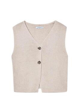 Top Mayoral in maglia beige con bottoni per bambina
